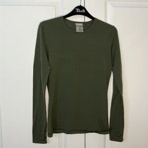 Lole Wool Shirt Womens M Green Knit Long Sleeve Base Layer Outdoor